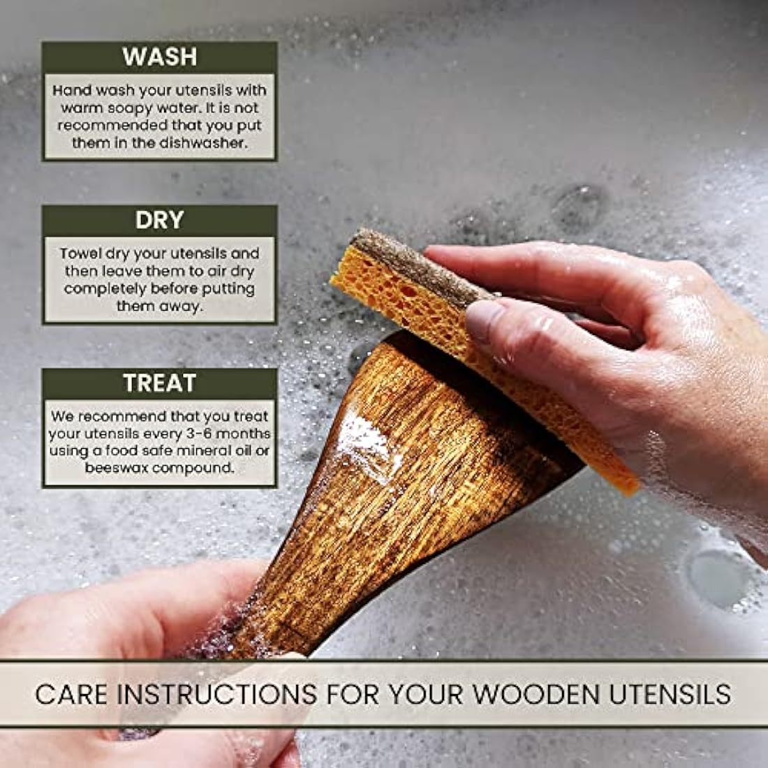 A&M Natural Living Acacia Wood Kitchen Utensils - 7 Piece Cooking Set