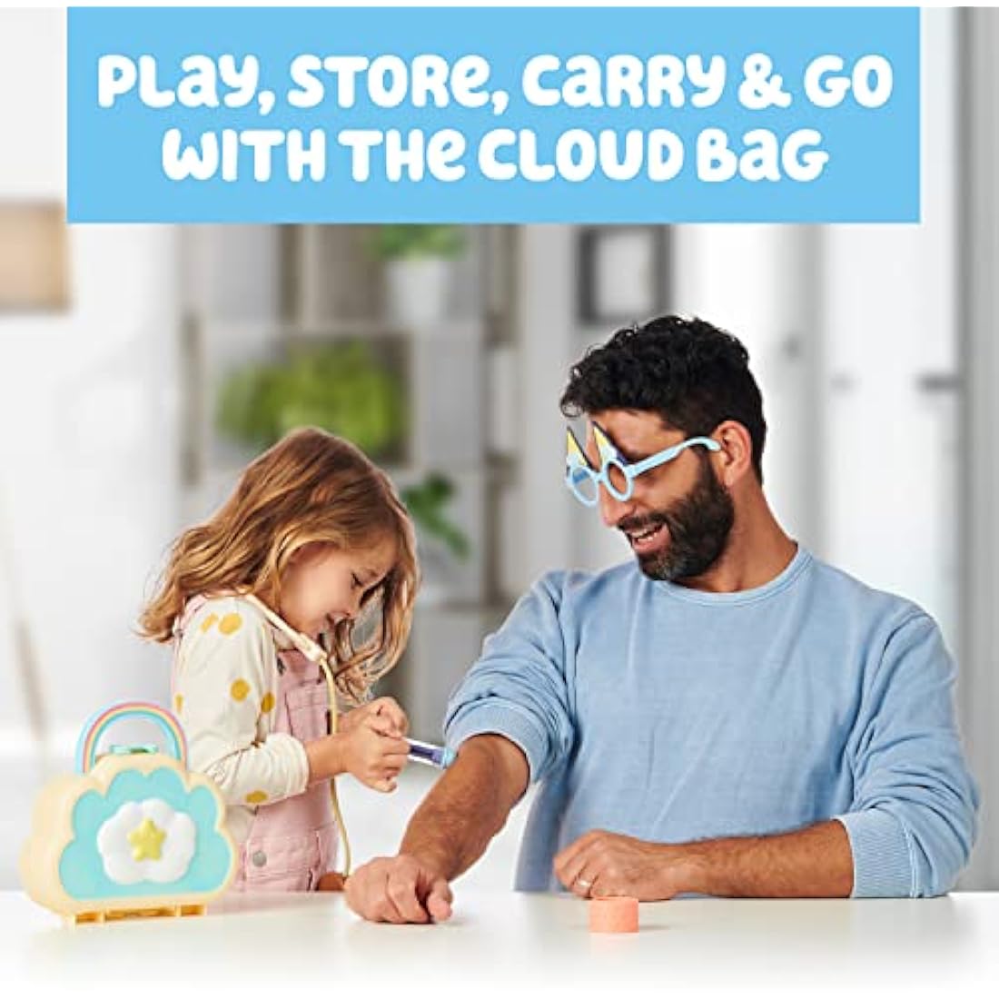 Bluey Cloud Bag Doctor's Playset – 7-Piece Kids Pretend Play Medical Kit
