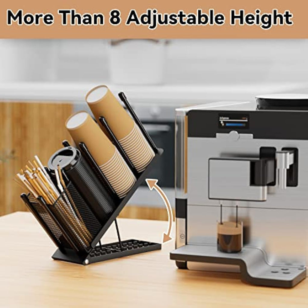 Metal Cup and Lid Holder – 4 Compartment Coffee Dispenser