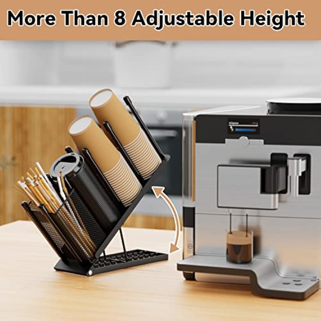 Metal Cup and Lid Holder – 4 Compartment Coffee Dispenser