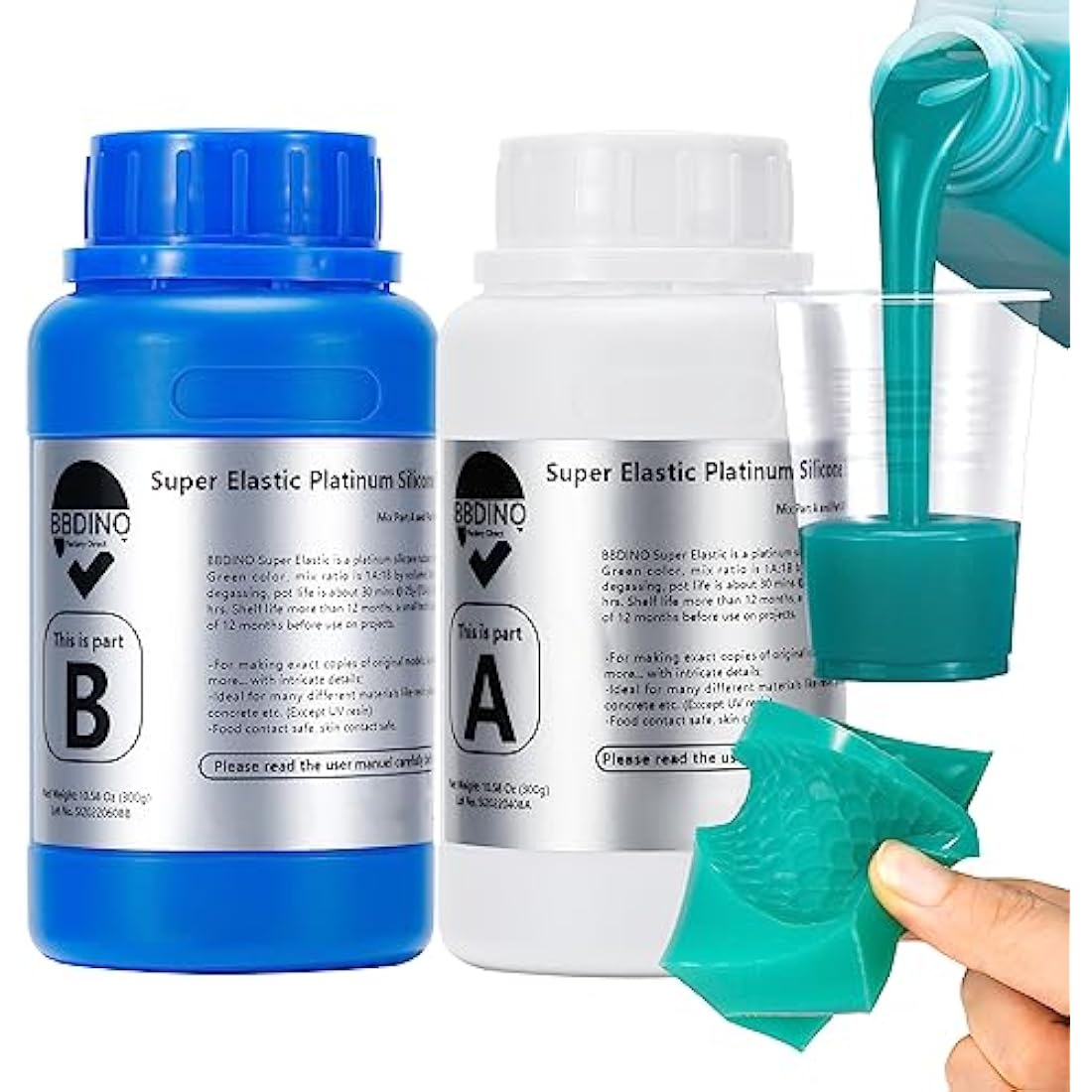 BBDINO Platinum Silicone Mould Making Kit – 600g Jade Green Liquid Rubber