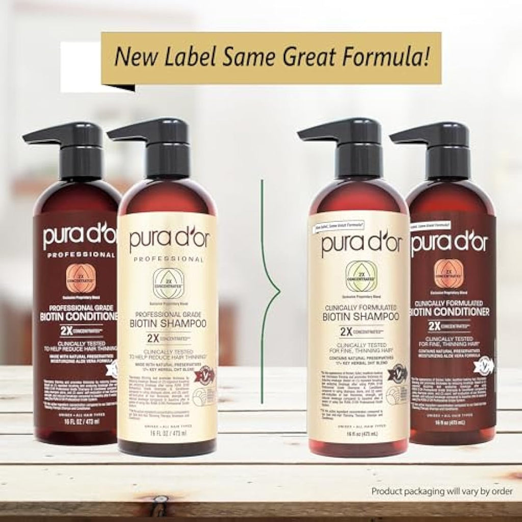 PURA D'OR Professional Hair Thinning Therapy Shampoo & Conditioner Set