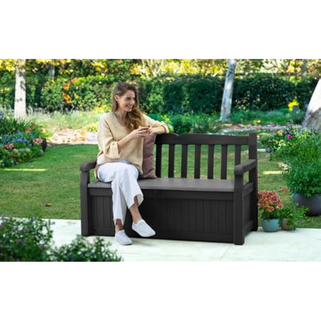 Keter Eden 265L Outdoor Garden Storage Bench – Weatherproof Resin