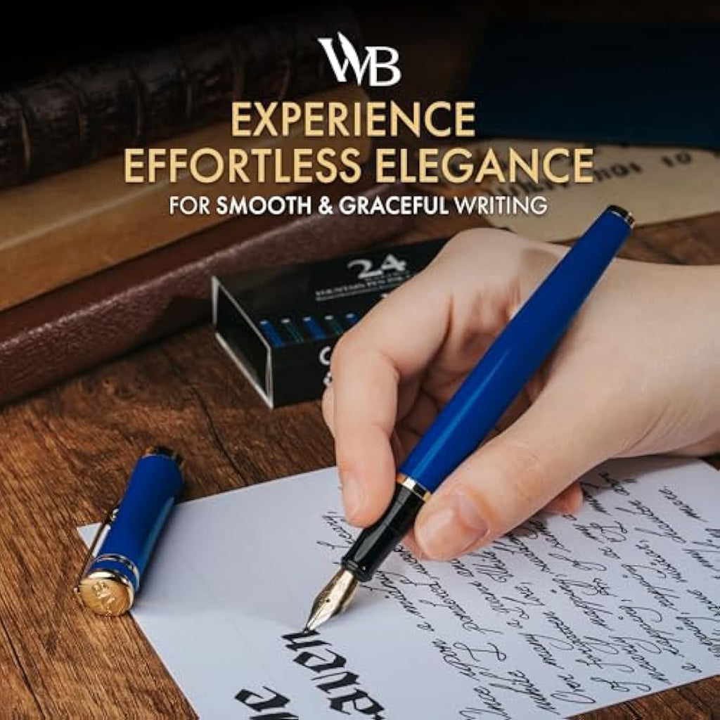 Wordsworth & Black Fountain Pen Set - Imperial Blue Calligraphy Pen