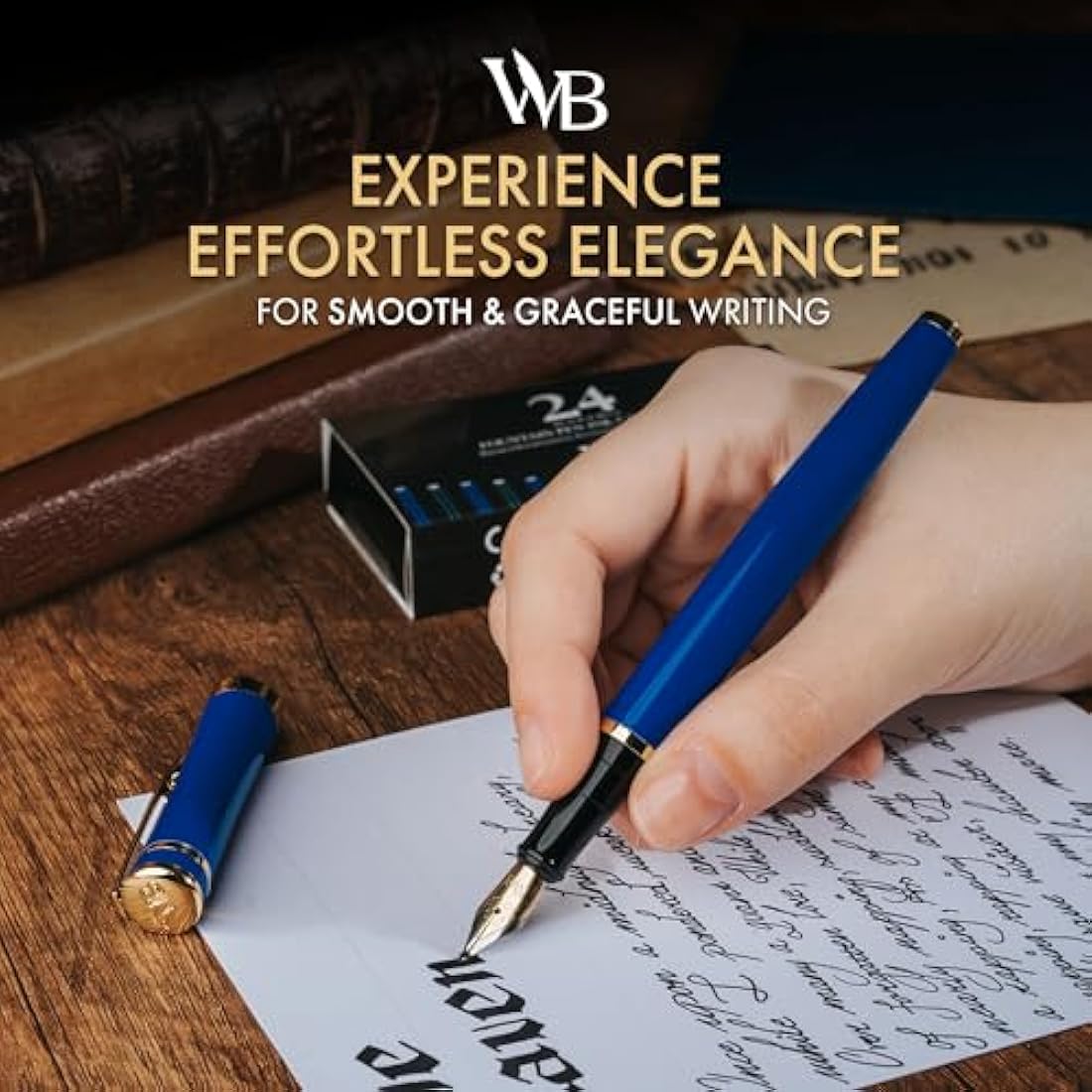 Wordsworth & Black Fountain Pen Set - Imperial Blue Calligraphy Pen