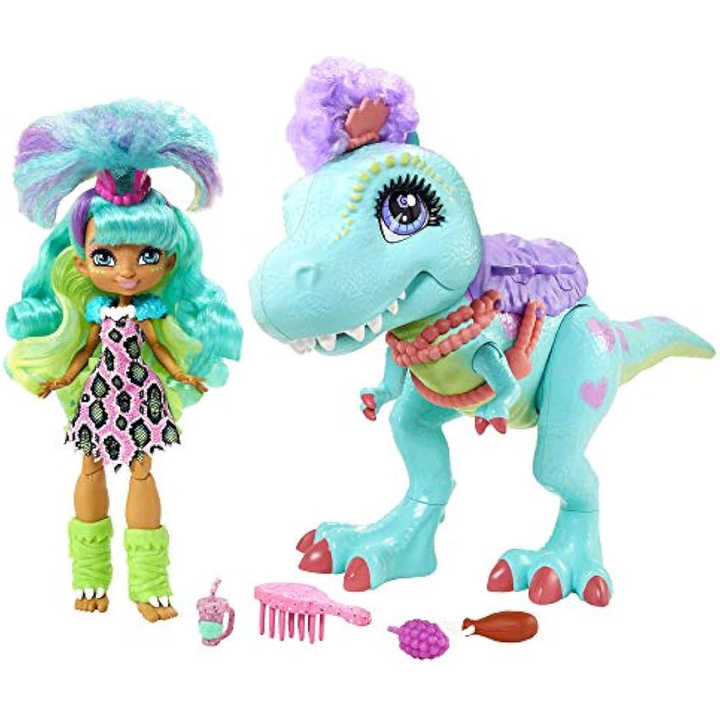 Cave Club Rockelle Doll and Tyrasaurus Dinosaur Playset with T-Rex