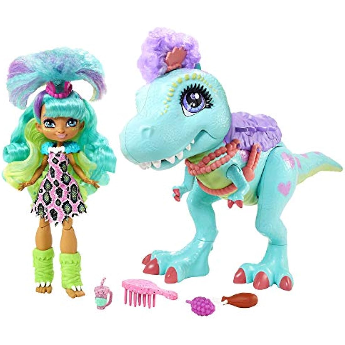 Cave Club Rockelle Doll and Tyrasaurus Dinosaur Playset with T-Rex