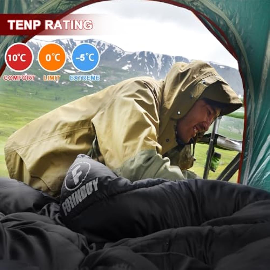 FORINBUY Double Sleeping Bag – Winter Cotton Flannel Queen Size 2 Person