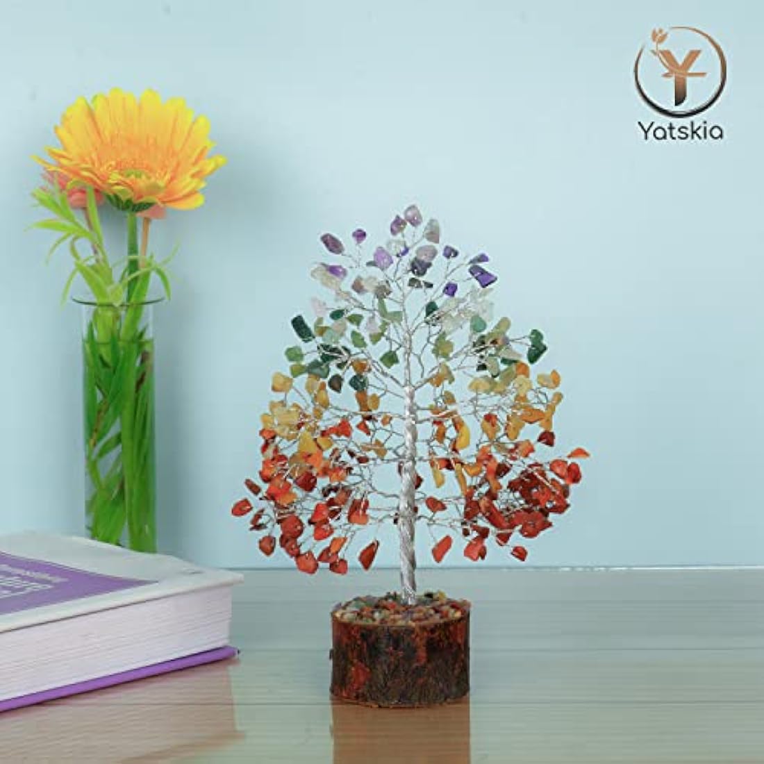 7 Chakra Crystal Tree of Life – 10" Feng Shui Gemstone Bonsai