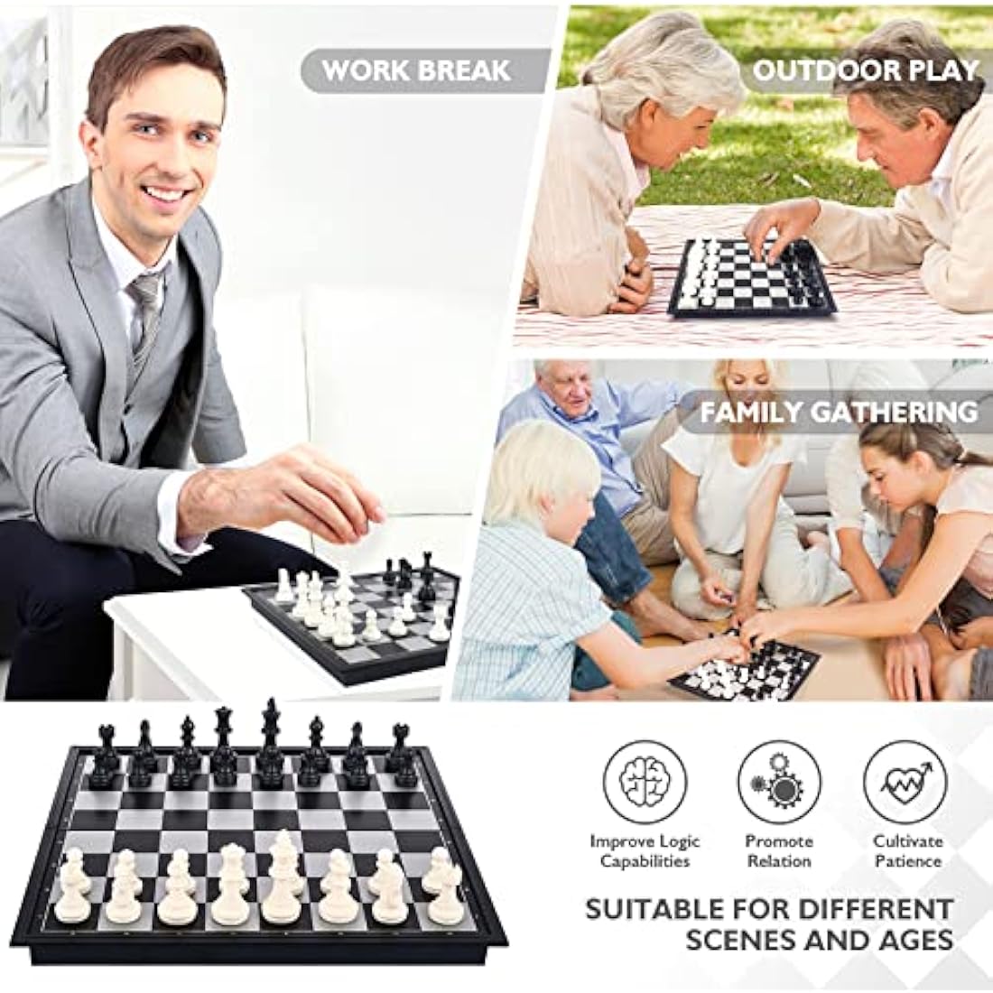 Peradix Magnetic Travel Chess Set | Portable Folding Board Game for Kids