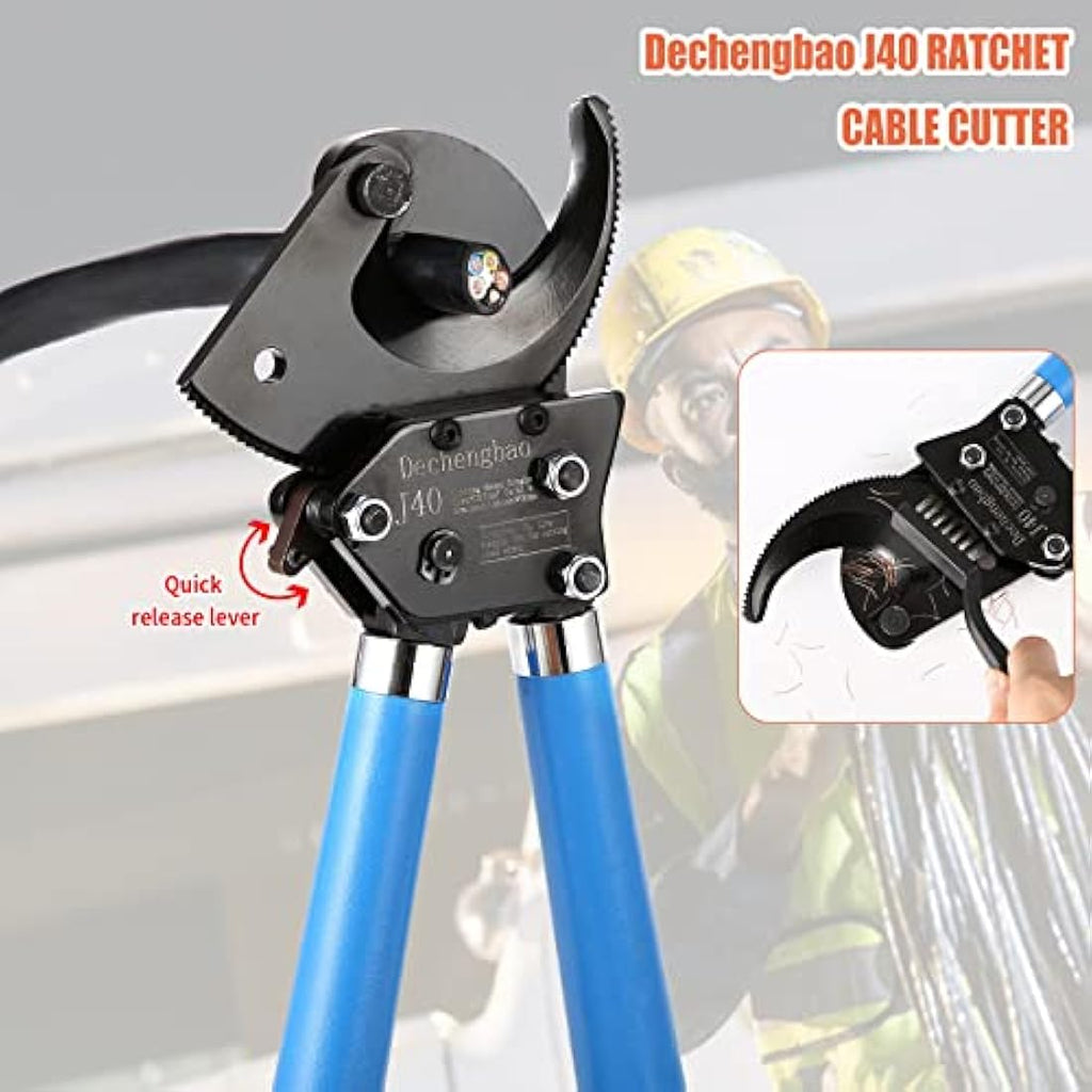 Dechengbao J40 Ratchet Cable Cutter – Heavy Duty 400mm² Copper Wire Tool