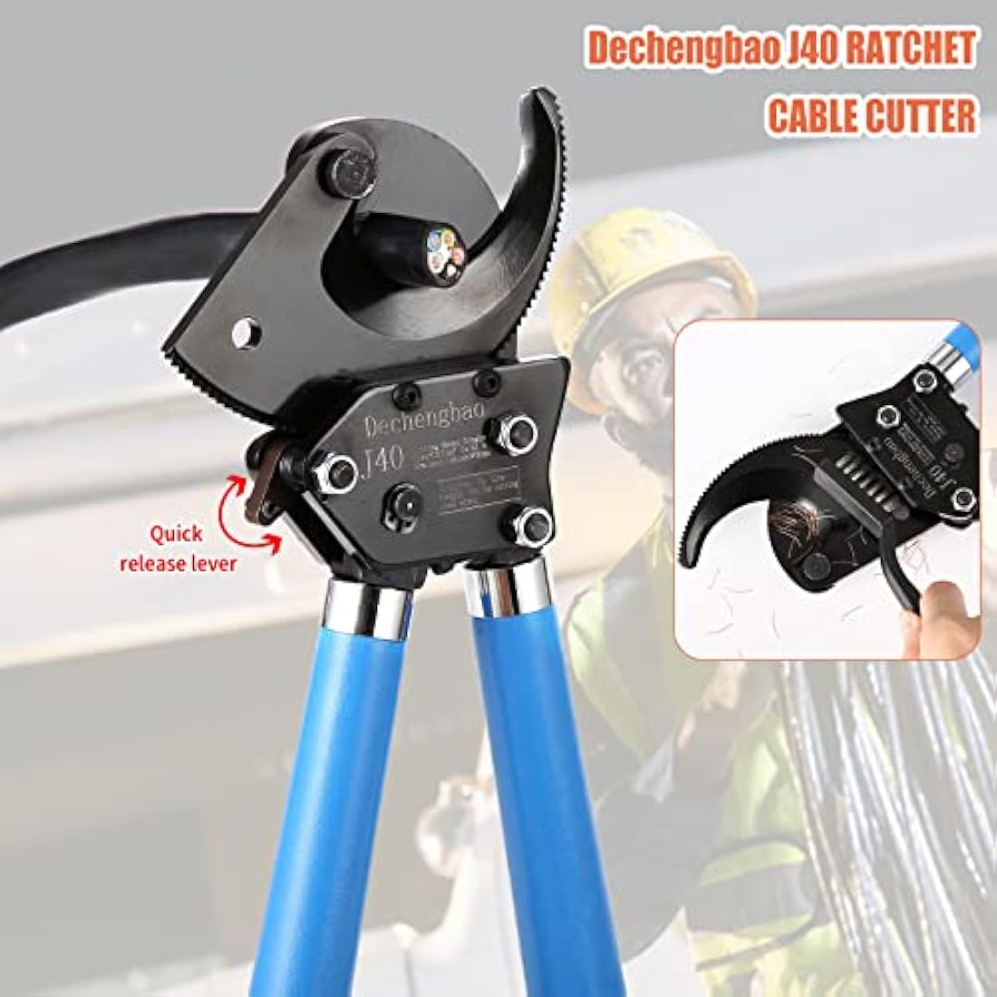 Dechengbao J40 Ratchet Cable Cutter – Heavy Duty 400mm² Copper Wire Tool