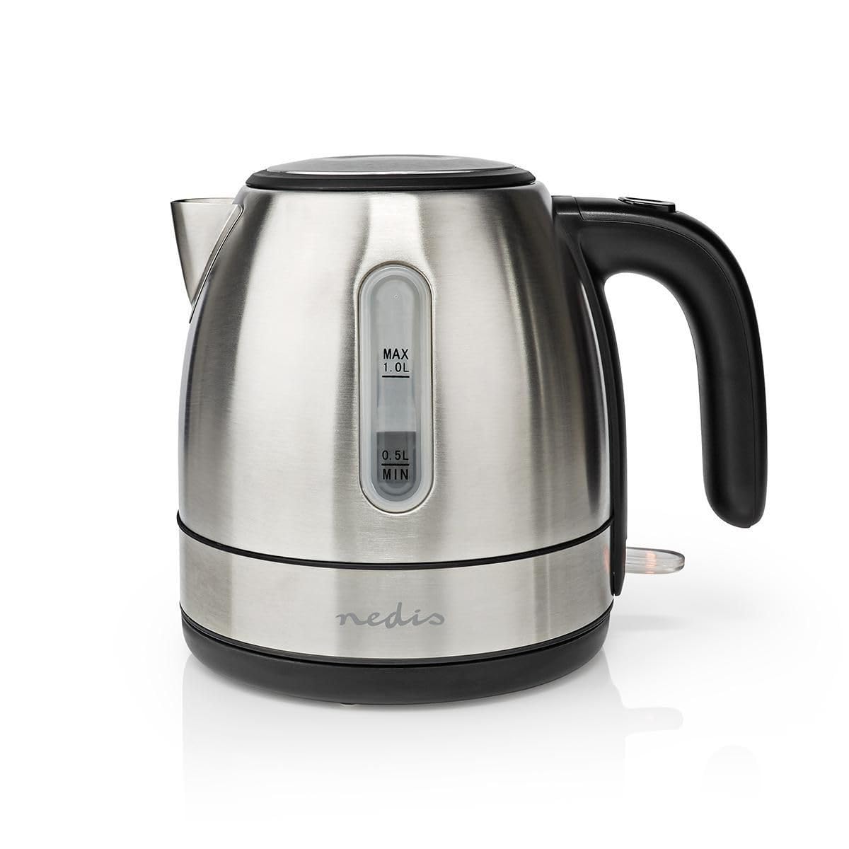 Nedis 1L Electric Kettle – 2150W Stainless Steel with Quick Boil