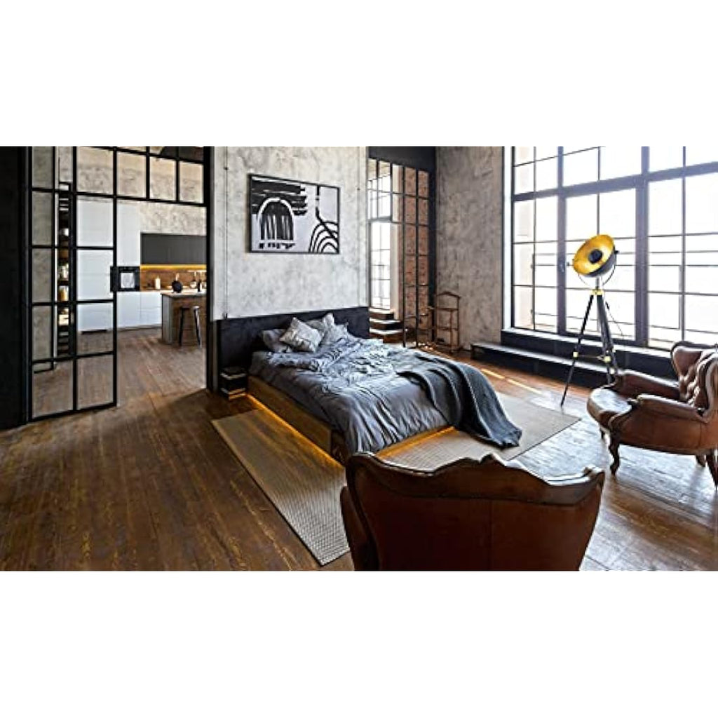 Eglo Covaleda Industrial Tripod Floor Lamp | Black & Gold Wood Steel