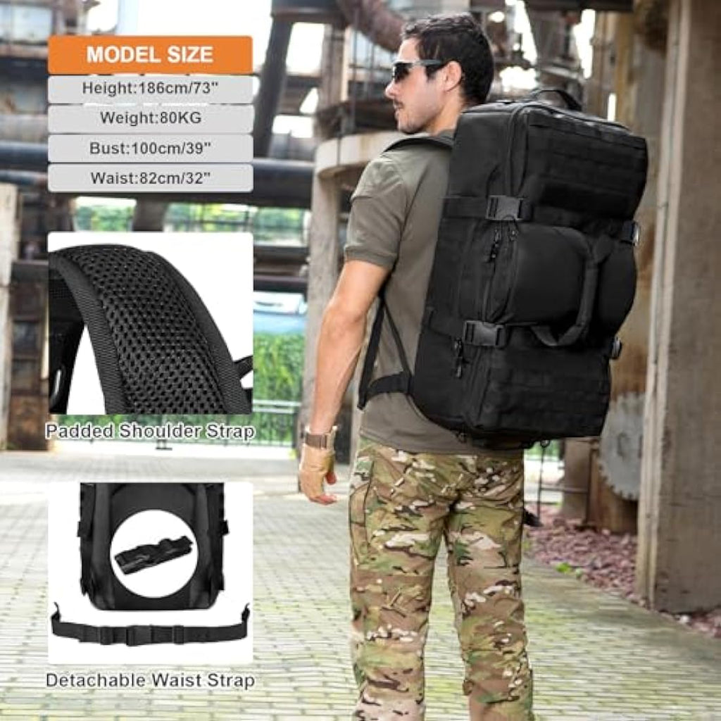 Huntvp 60L Tactical Military Backpack | 3-in-1 Molle Hiking Rucksack