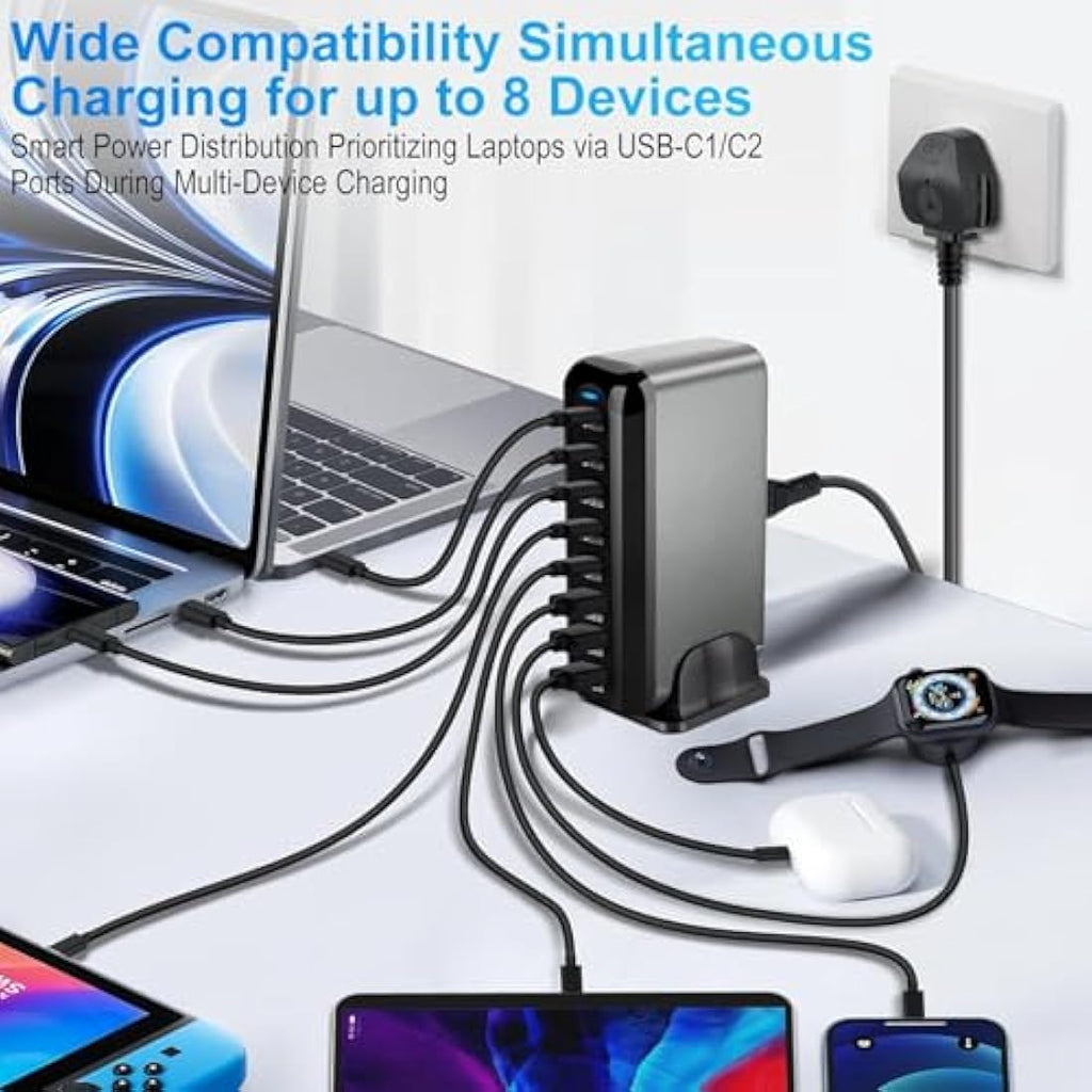 Jolof Store 600W 8-Port USB C GaN Fast Charger Station for Laptop & MacBook