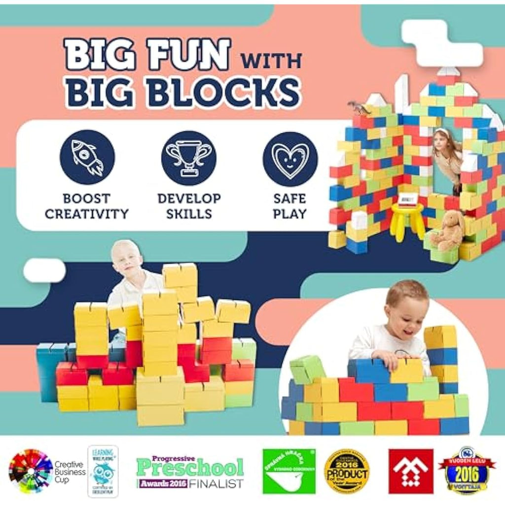 GIGI BLOKS 200 XXL Coloured Cardboard Building Blocks for Kids