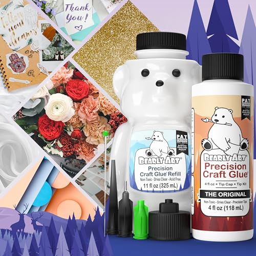 Bearly Art Precision Craft Glue Bundle – 4oz & 11oz Refill Kit