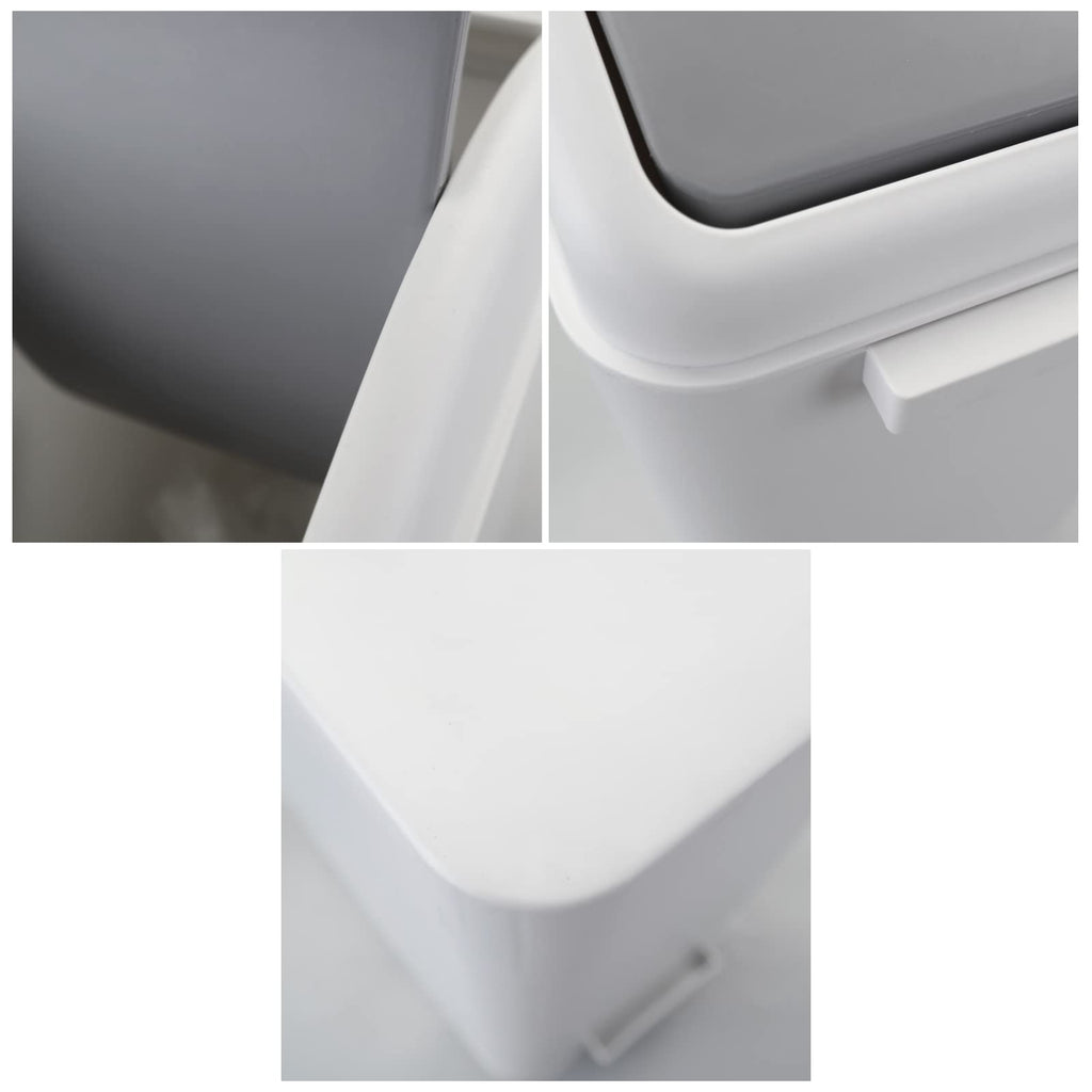 Annkky 15 L Small Bathroom Bins with 2 Rolls Bin Liners, Plastic Swing Dustbin with Lid Light grey - image 4