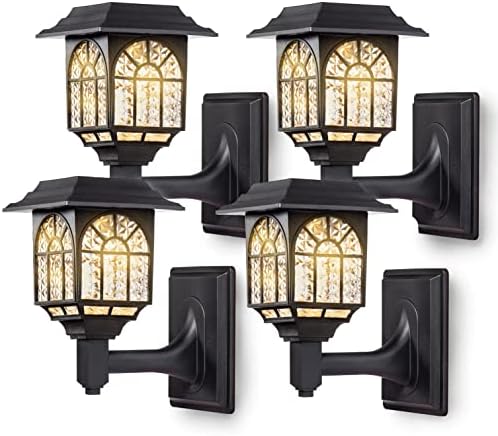 LeiDrail Solar Fence Lights – Waterproof Warm White Outdoor Wall Decor, 4 Pack