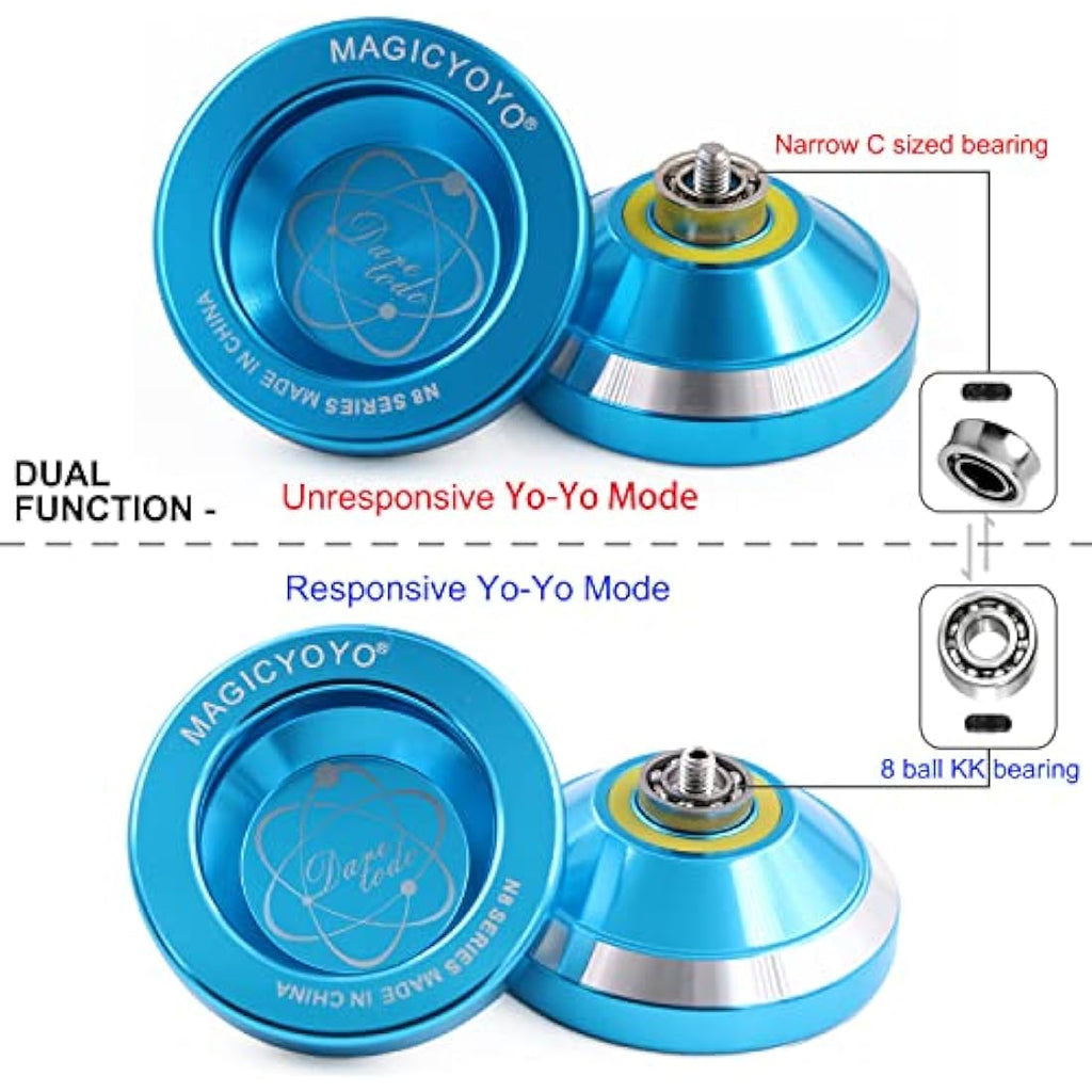 MAGICYOYO N8 Metal Yoyo - Professional Responsive & Unresponsive - Blue