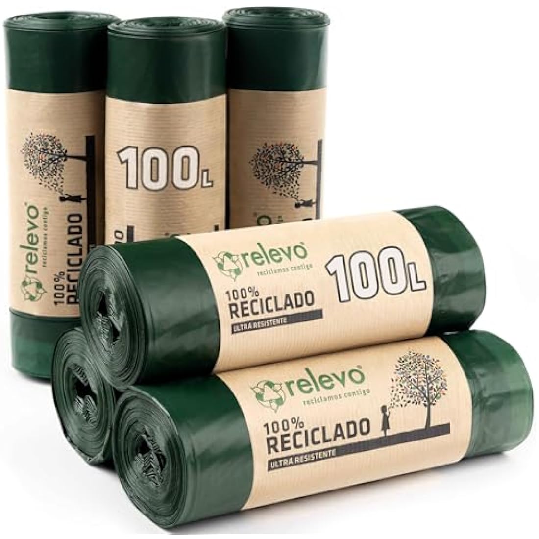 Relevo 100L Bin Bags – 100% Recycled Extra Large Heavy Duty Liners