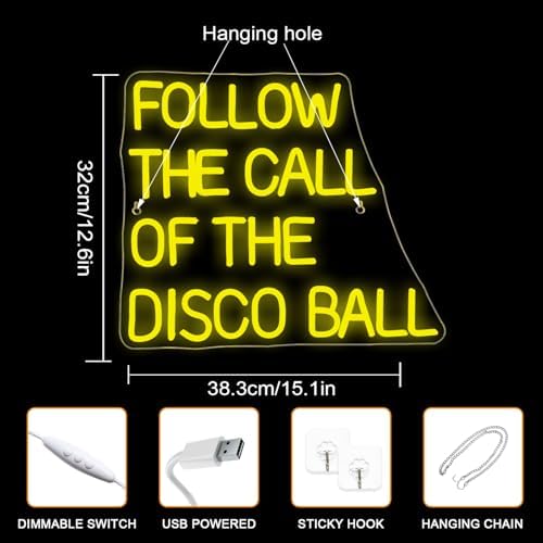Ineonlife Follow the Call of the Disco Ball Neon Sign | Dimmable LED