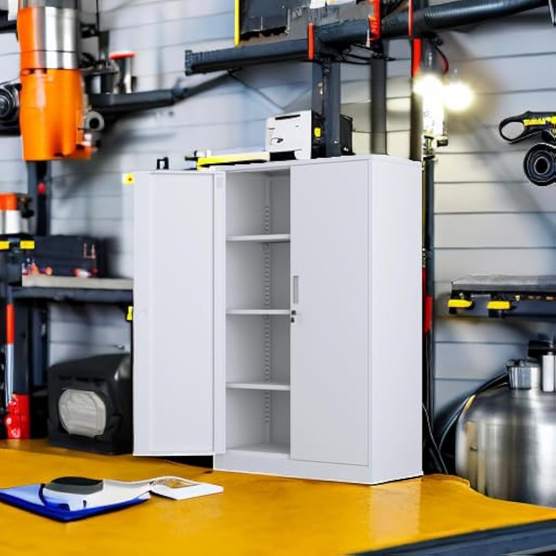 Metal Storage Cabinet | Lockable Steel Cupboard with 3 Shelves