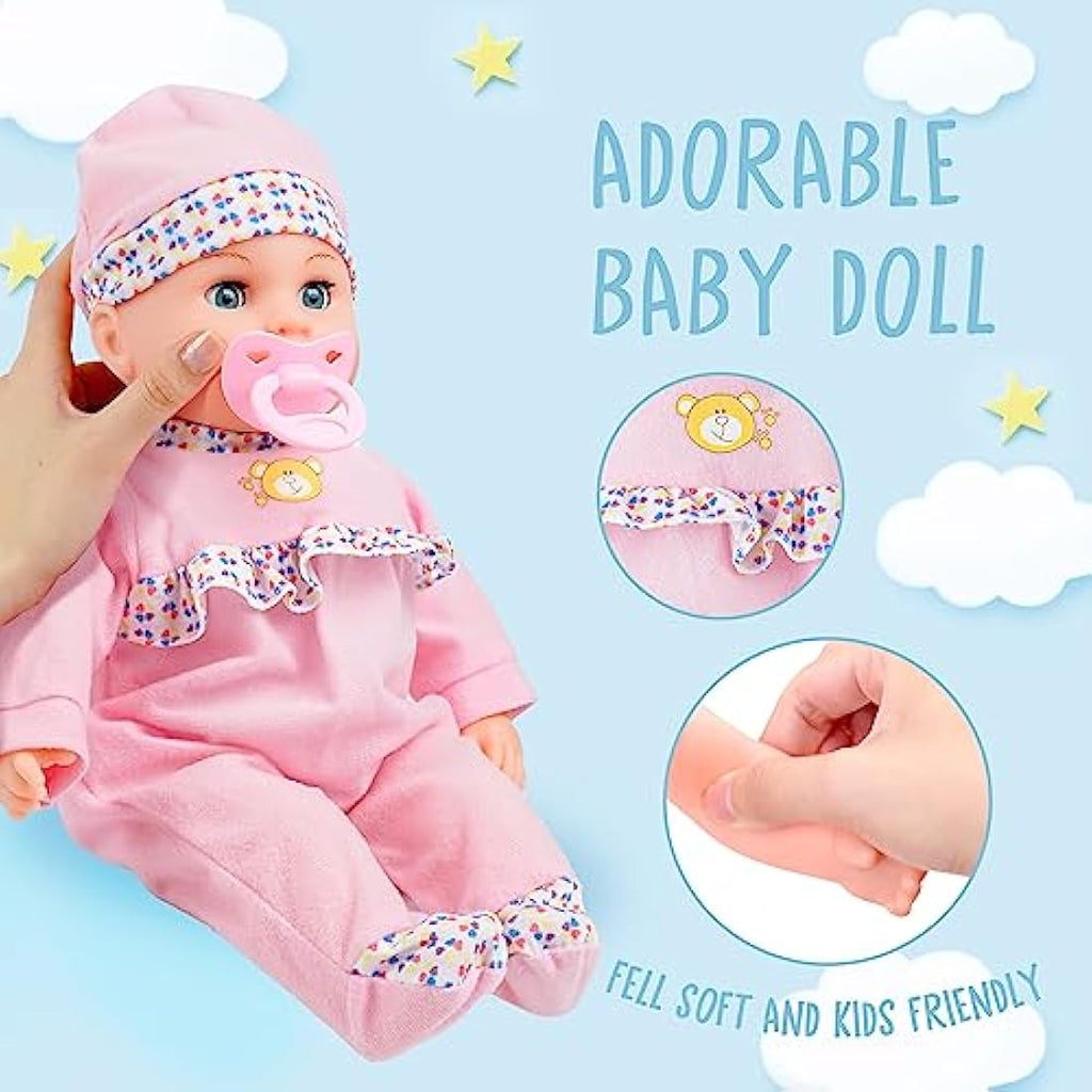 Toy Choi's 16" Talking Baby Doll – Interactive Soft Doll with Accessories