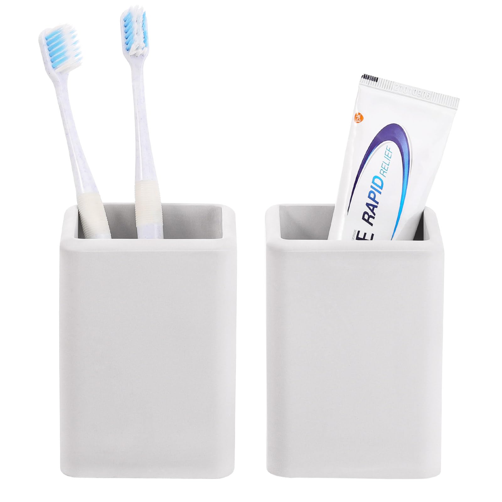 Luxspire Diatomite Toothbrush Holder 2-Pack | Fast Drying – Light Gray
