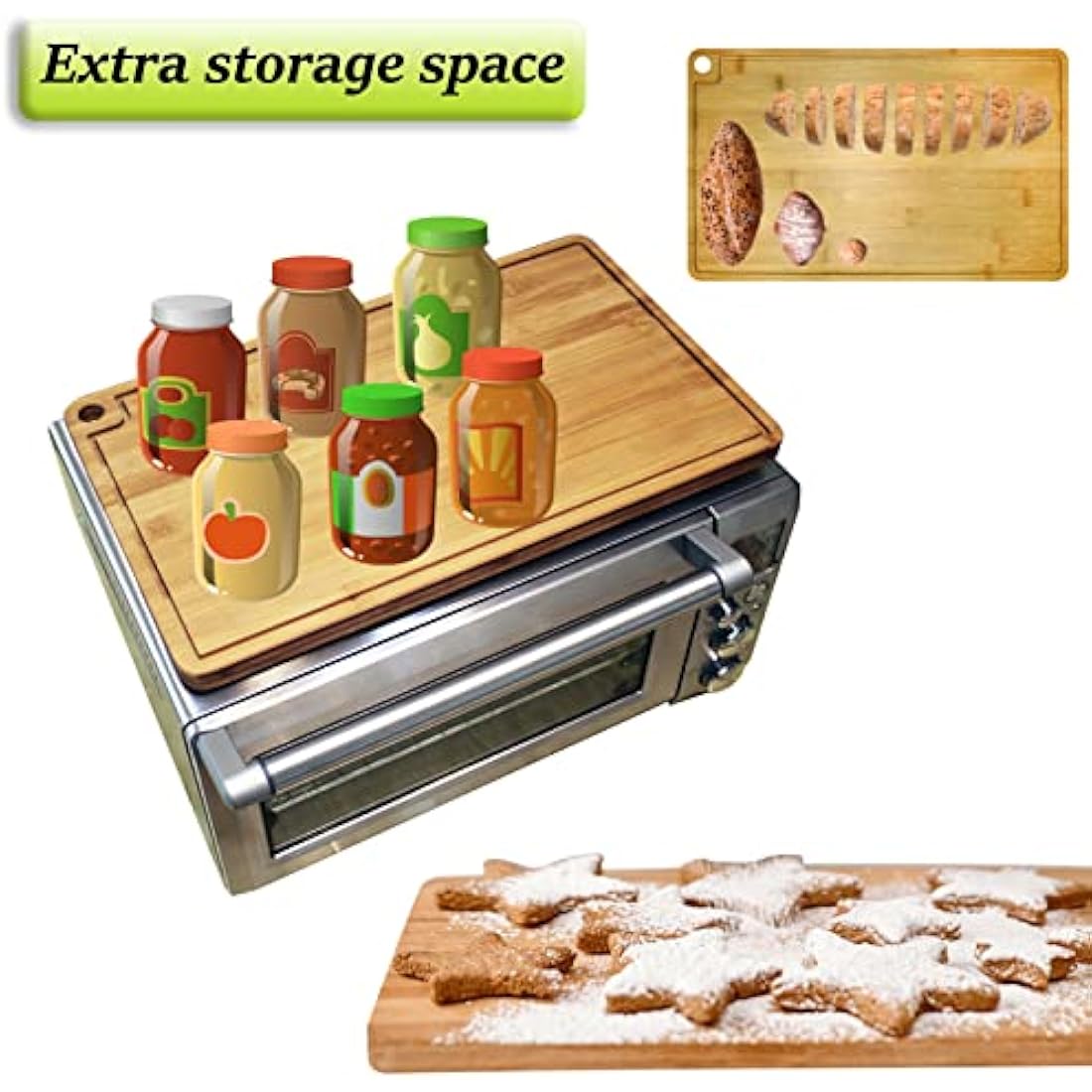 Laffeya Bamboo Cutting Board for Breville & Cuisinart Oven Workstation