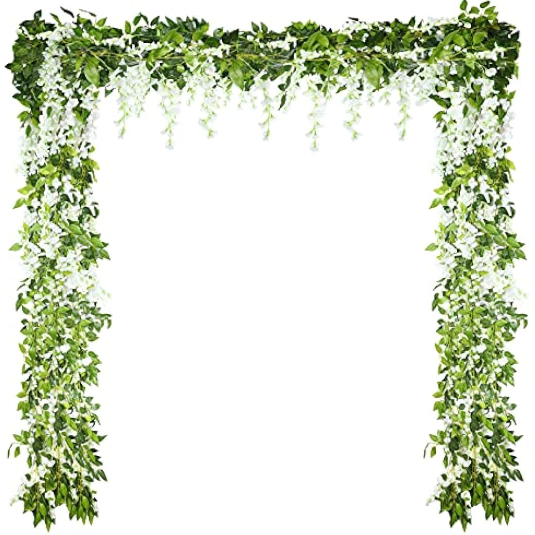 4-Piece White Silk Wisteria Garland Artificial Hanging Vines