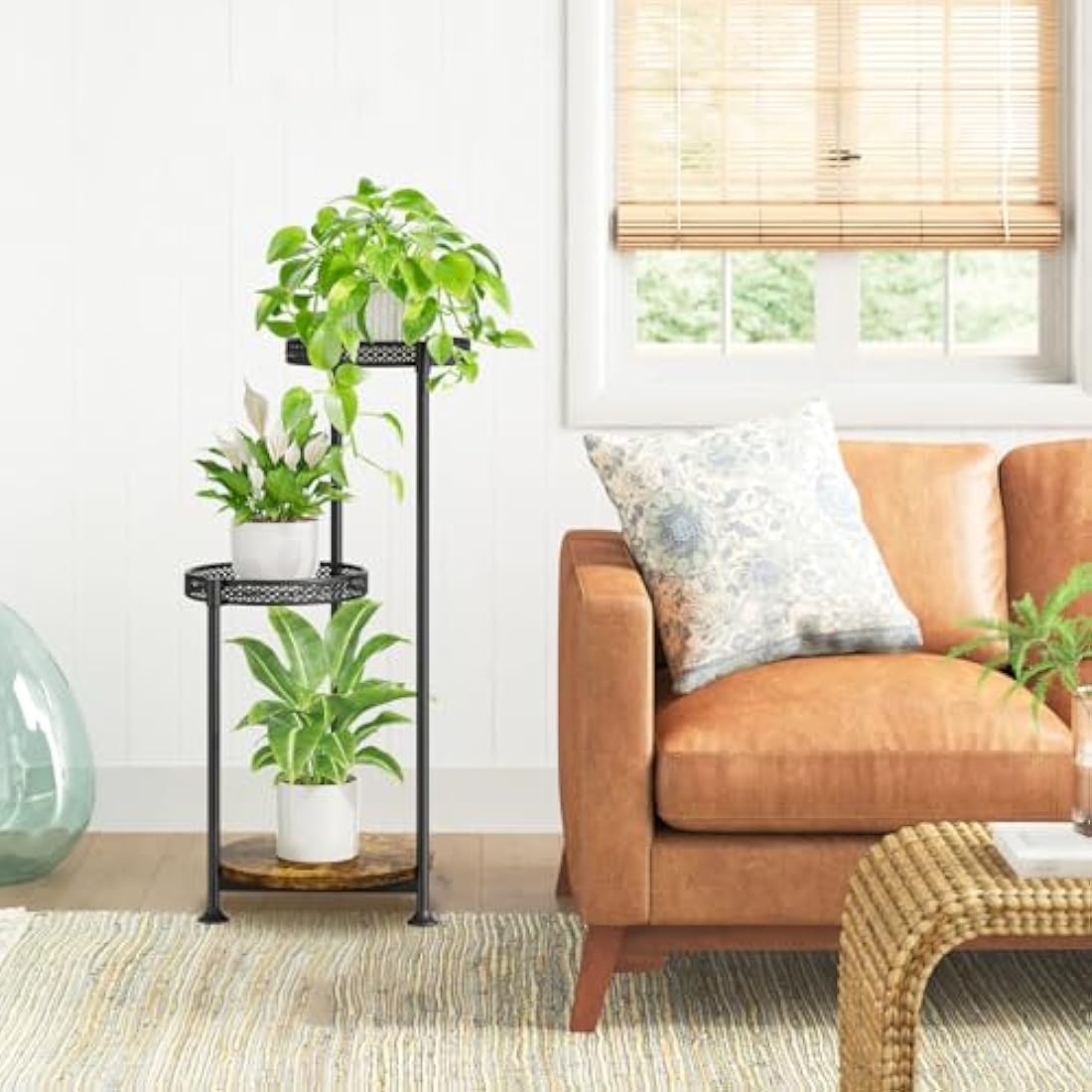 3-Tier Corner Plant Stand – Metal & Wood Flower Display Rack