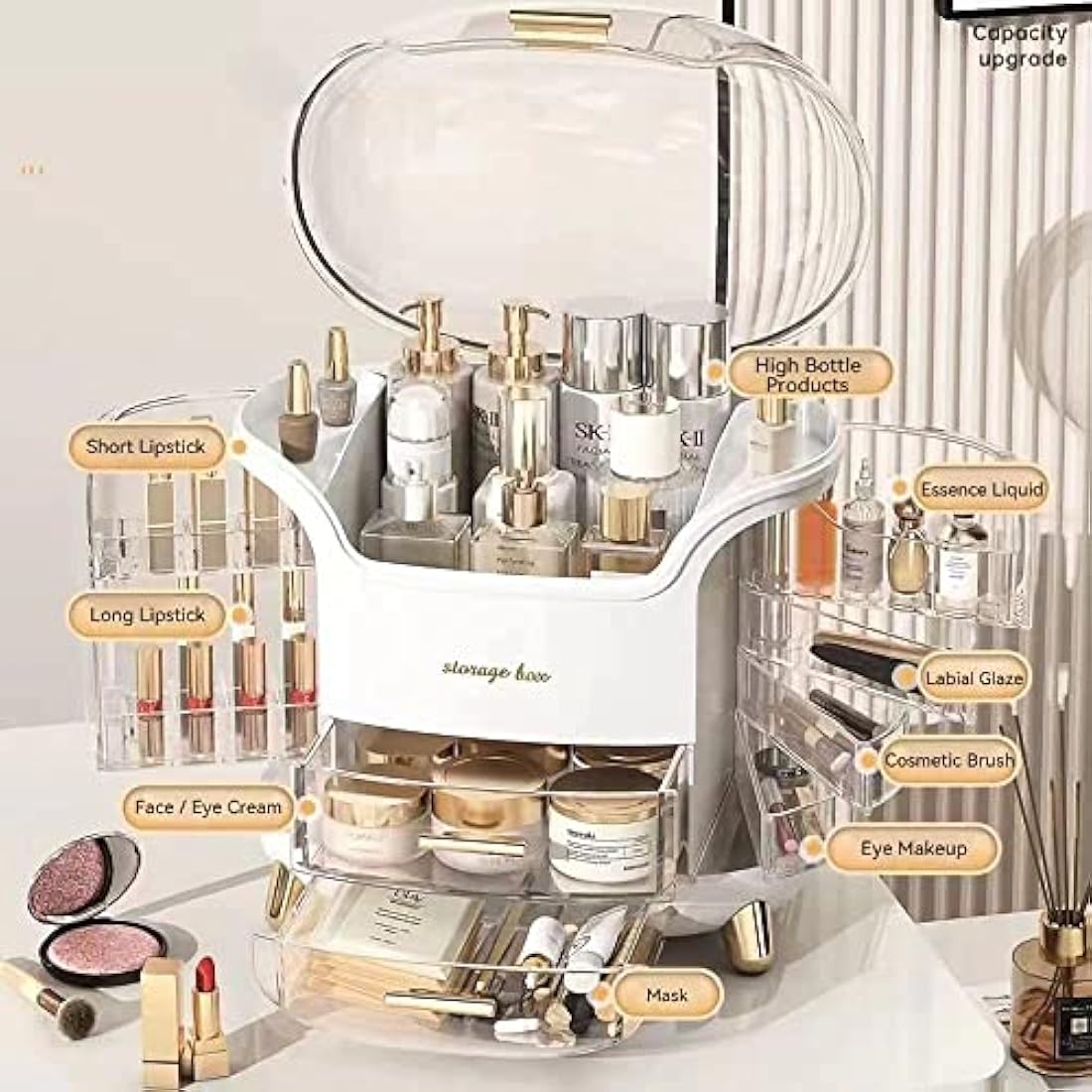 Jolof Store Acrylic Makeup Organiser | Dustproof Cosmetic Storage Box