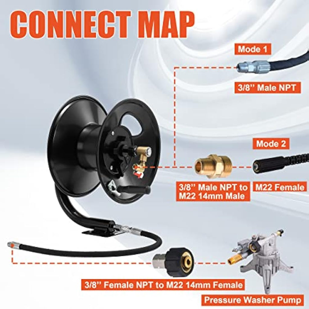 Tool Daily Heavy Duty Steel Pressure Washer Hose Reel | 100ft 4000 PSI