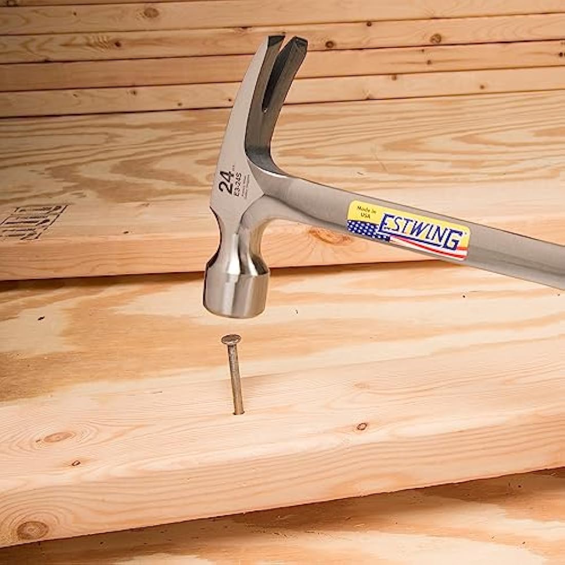 Estwing Straight Claw Framing Hammer – 24oz Steel with Shock Reduction Grip