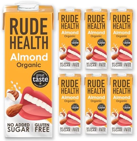 Rude Health Organic Almond Milk – Unsweetened & Dairy-Free (6 x 1L)
