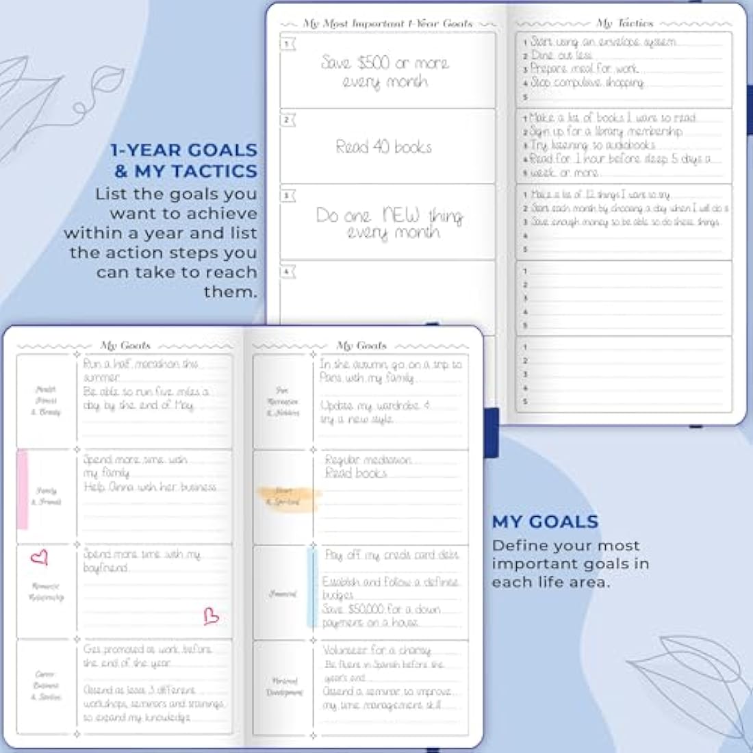 GoGirl Undated Pocket Weekly Planner – Goal Organizer & Agenda, Royal Blue