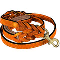 DowgClub 6' Leather Dog Leash | Dual Handle Braided Heavy Duty Lead - Tan