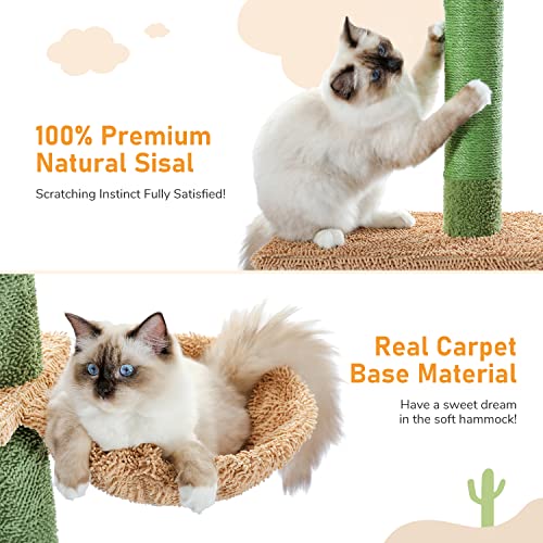 PAWZ Road Cactus Floor to Ceiling Cat Tree - 5-Tier Adjustable Tower