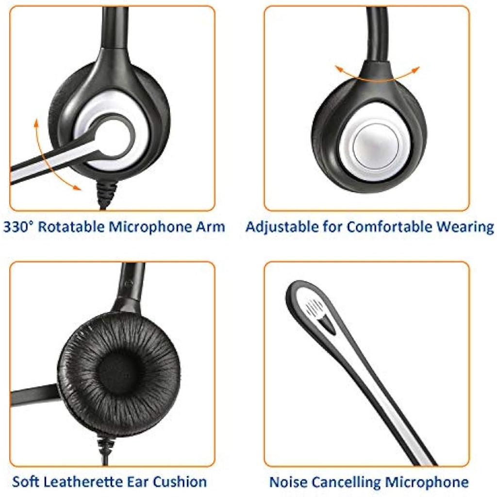 Wantek Binaural Cell Phone Headset with Noise Canceling Mic - 3.5mm