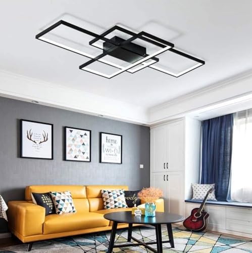 Modern LED Dimmable Ceiling Light | Black Metal & Acrylic