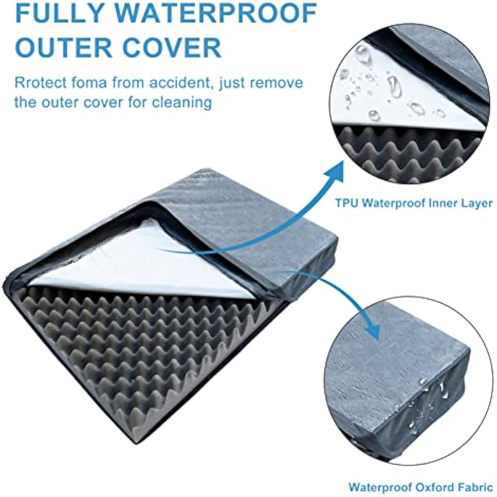 Gzvxuny Orthopedic Dog Bed – Waterproof Egg Crate Foam Pet Mat, Grey XL