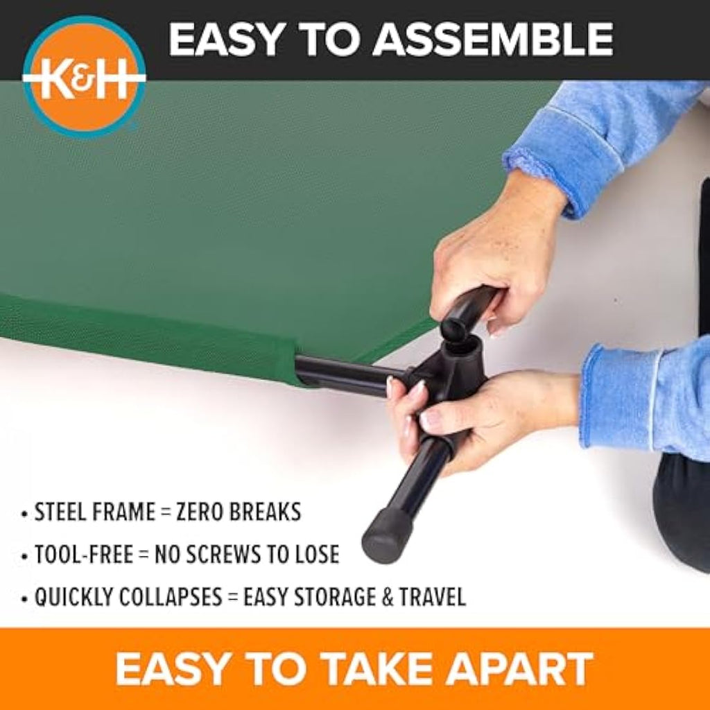 K&H Elevated Dog Bed – Raised Cooling Outdoor Pet Cot with Mesh, Medium