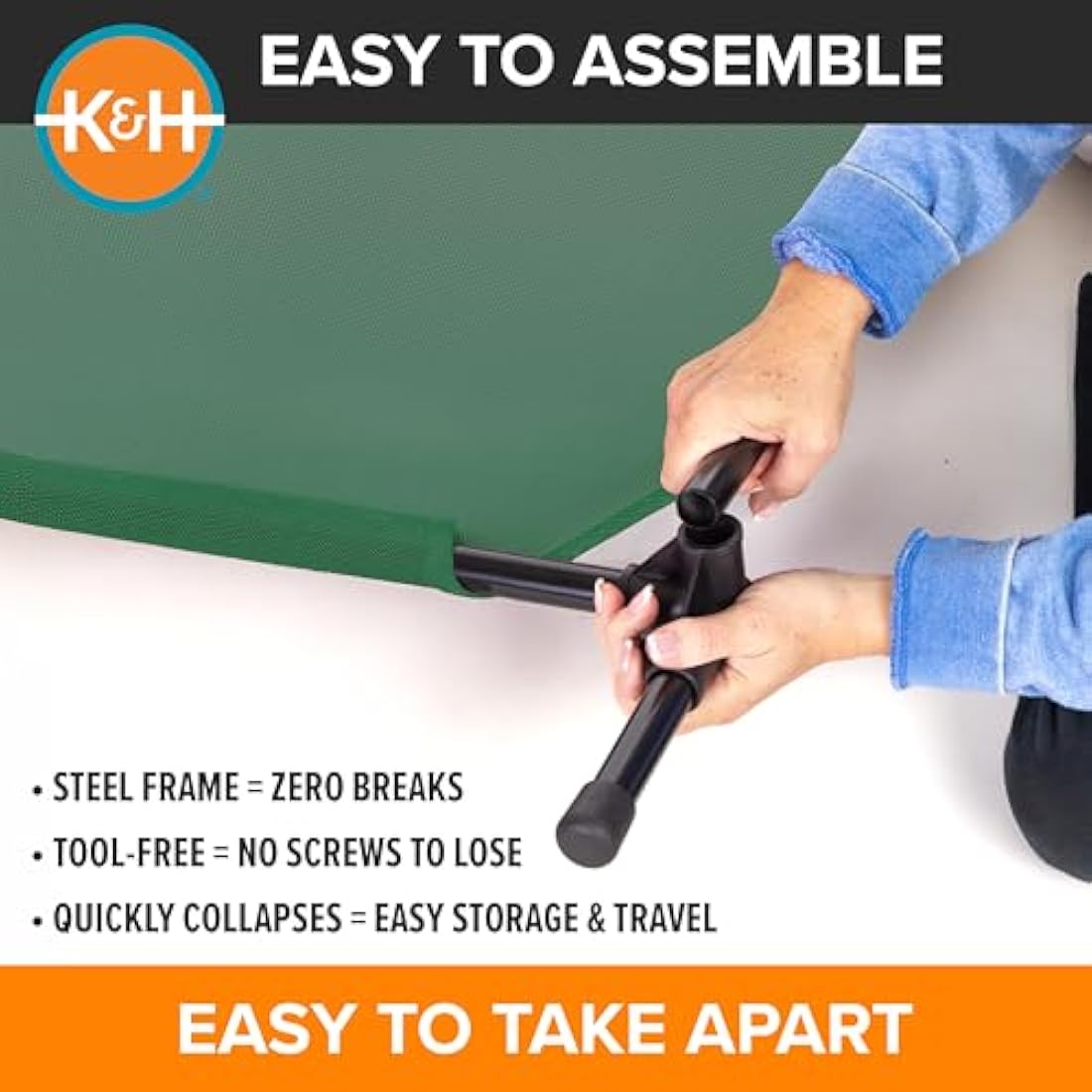 K&H Elevated Dog Bed – Raised Cooling Outdoor Pet Cot with Mesh, Medium