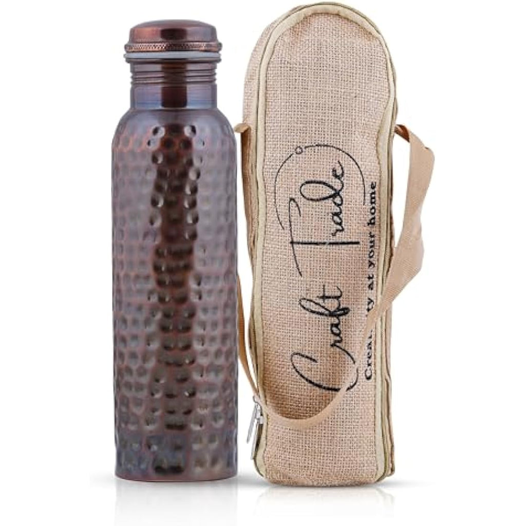 Craft Trade Pure Copper Water Bottle Set of 2 - 1L Leak Proof Black