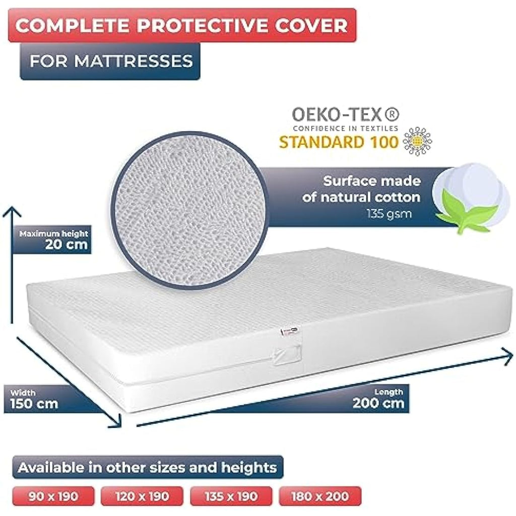 Wrappybag King Size Bed Bug Mattress Protector | Waterproof Cotton Cover