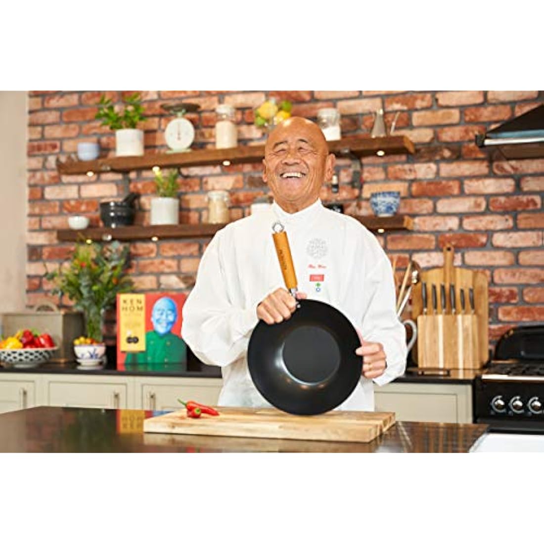 Ken Hom Classic Carbon Steel Wok – 31cm Non-Stick Flat Base Pan