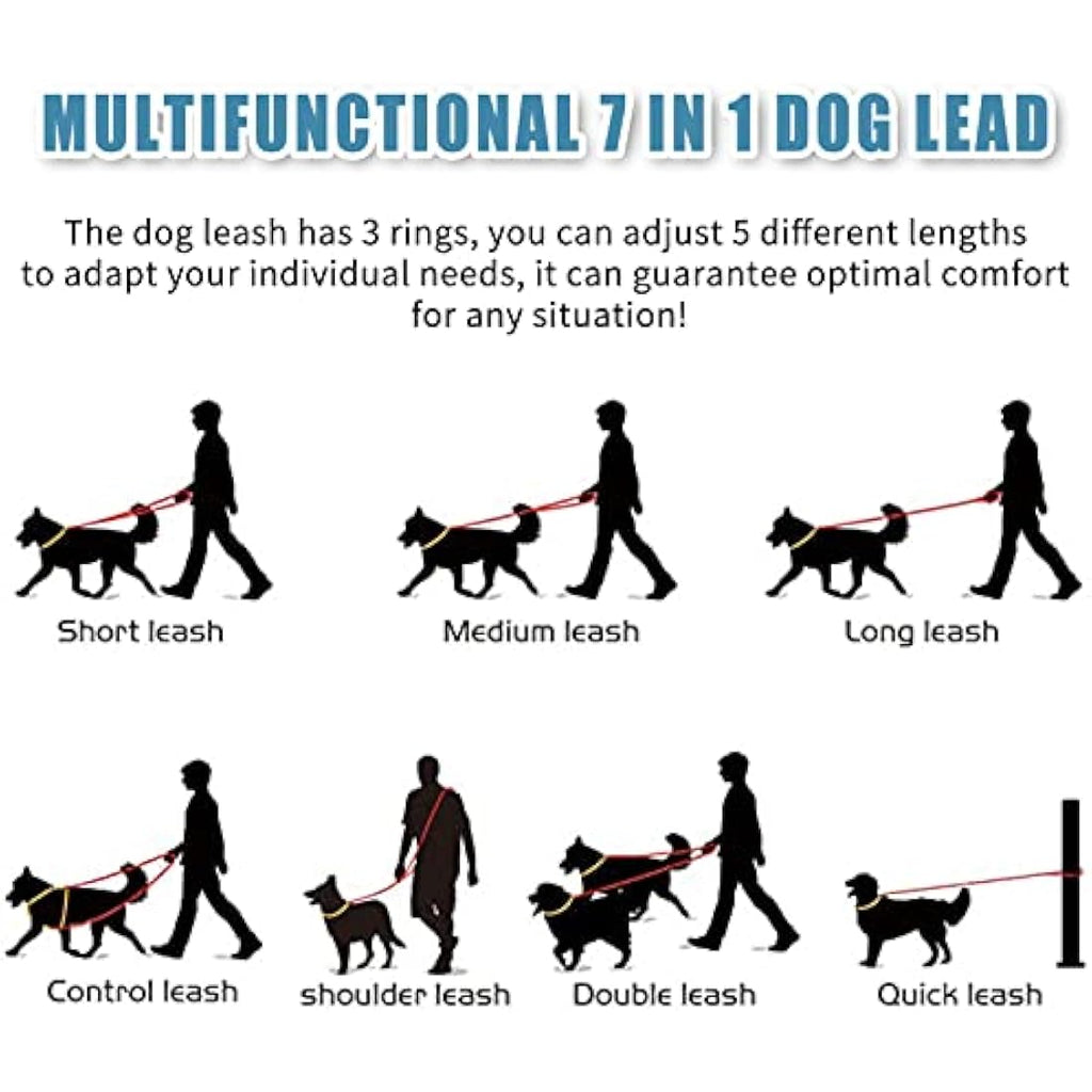 Hands Free Dog Lead – 7ft Nylon Training Leash, Black