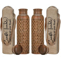 Craft Trade Diamond Copper Water Bottle Set - 1L Leak Proof - Black